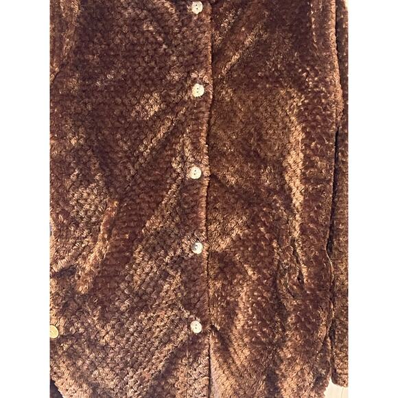 Brown Coffee Soft Cozy Fluffy Button-down Hoodie-Jacket Small - Picture 3 of 7